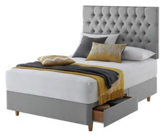 An Image of Silentnight Sassaria Kingsize 2 Drawer Divan Set - Grey