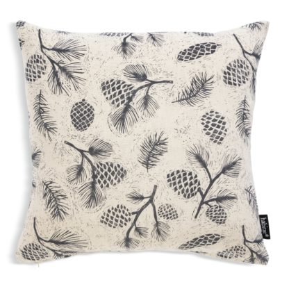 An Image of Habitat Pinecone Print Cushion - Grey - 43x43cm