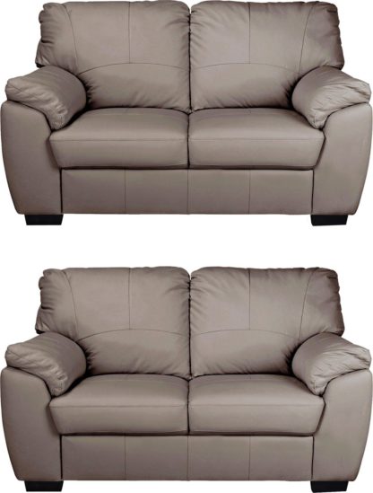 An Image of Argos Home Milano Fabric Pair of 2 Seater Sofa - Natural