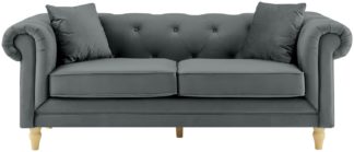 An Image of Habitat Clarendon Chesterfield 3 Seater Sofa - Charcoal