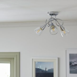 An Image of Argos Home Curico Metal 3 Light Flush Ceiling Light - Chrome