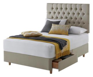 An Image of Silentnight Sassaria Kingsize 2 Drawer Divan Set - Sandstone