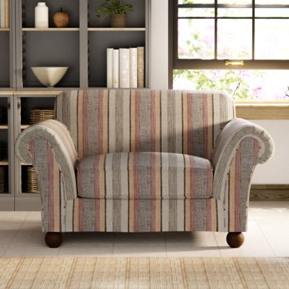 An Image of Angus Striped Linen Snuggle Chair Angus Soft Blue Stripe