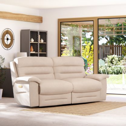 An Image of Lulworth 3 Seater Power Recliner Sofa Honeycomb Chenille Coco