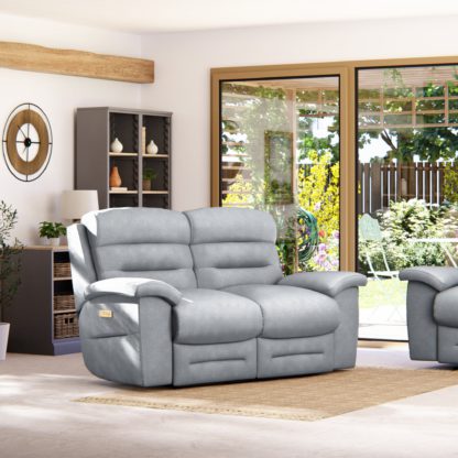 An Image of Lulworth 2 Seater Power Recliner Sofa Grey Chenille