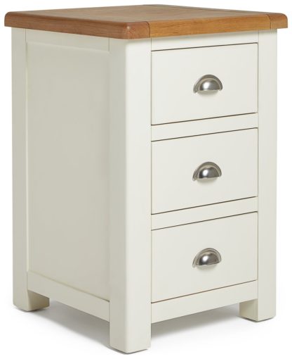 An Image of Habitat Kent 3 Drawer Bedside Table - Cream & Oak