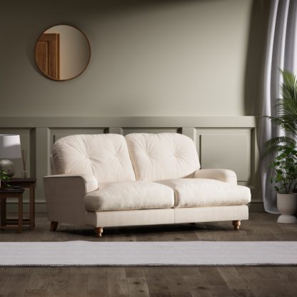 An Image of Martha Faux Linen 2 Seater Sofa Ochre