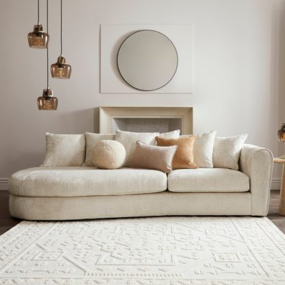 An Image of Blake Curved Arm Scatter Back Soft Texture Chenille Light Natural Corner Chaise Soft Texture Chenille Light Natural