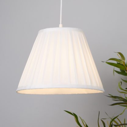 An Image of Raye Taper Pleat Silk Lamp Shade - 30cm - White