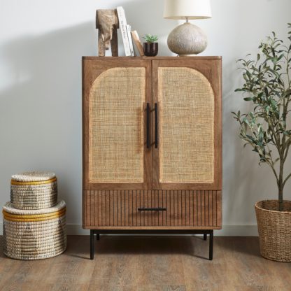 An Image of Mila Dark Mango Wood Small Sideboard Brown