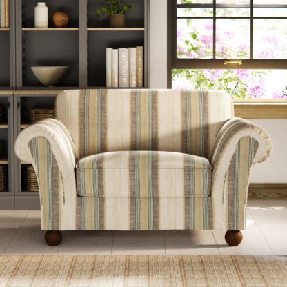 An Image of Angus Striped Linen Snuggle Chair Angus Soft Blue Stripe