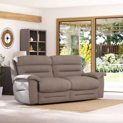 An Image of Lulworth 3 Seater Power Recliner Sofa Honeycomb Chenille Coco