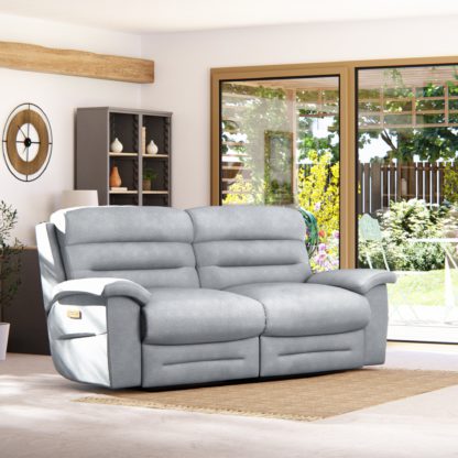 An Image of Lulworth 3 Seater Power Recliner Sofa Honeycomb Chenille Coco