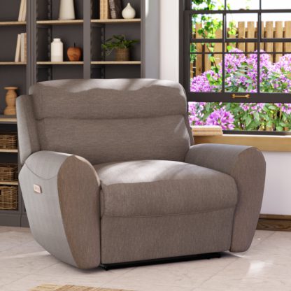 An Image of Wareham Power Recliner Snuggle Sofa Honeycomb Chenille Latte