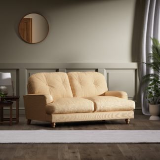 An Image of Martha Faux Linen 2 Seater Sofa Ochre