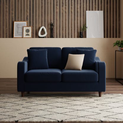 An Image of Ellison Velvet 2 Seater Sofa Navy Velvet