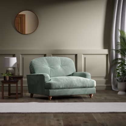 An Image of Martha Vintage Chenille Snuggle Chair Aqua