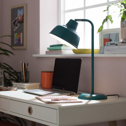 An Image of Habitat Benson Steel LED Table Lamp - Blue