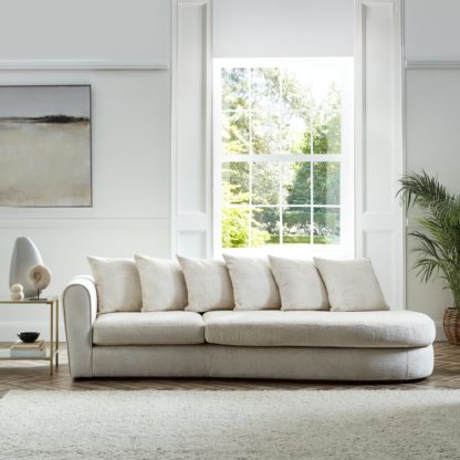 An Image of Blake Curved Arm Scatter Back Soft Texture Chenille Light Natural Corner Chaise Soft Texture Chenille Light Natural