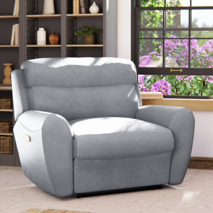 An Image of Wareham Power Recliner Snuggle Sofa Grey Chenille