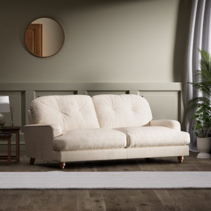 An Image of Martha Faux Linen 3 Seater Sofa Natural Natural