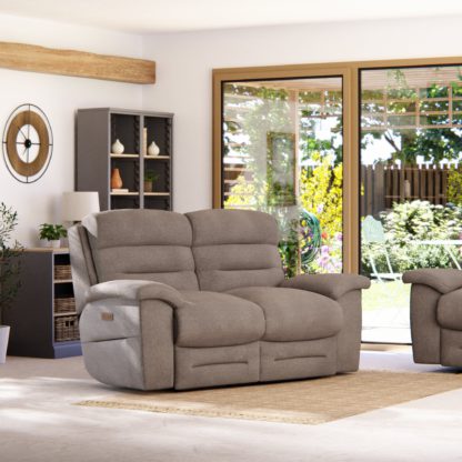 An Image of Lulworth 2 Seater Power Recliner Sofa Grey Chenille