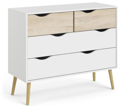 An Image of Tvilum Oslo 4 Drawer Chest - White & Oak