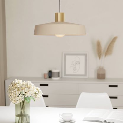 An Image of EGLO Valdiola Round Steel Pendant Light Brass