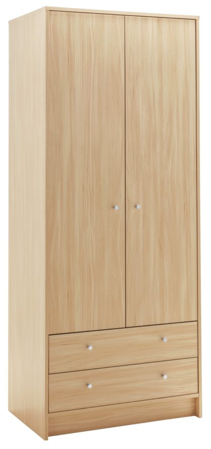 An Image of Argos Home Malibu 2 Door 2 Drawer Wardrobe -Black Oak Effect