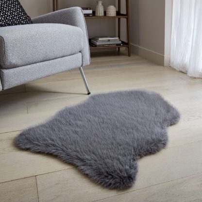 An Image of Whistler Faux Fur Double Pelt Rug Dove (Grey)