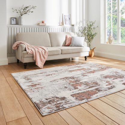 An Image of Apollo Marble Effect Washable Rug Ivory