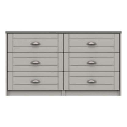 An Image of Darwin Wide 6 Drawer Chest Mid Oak (Brown)