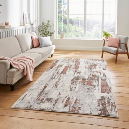 An Image of Apollo Marble Effect Washable Rug Ivory