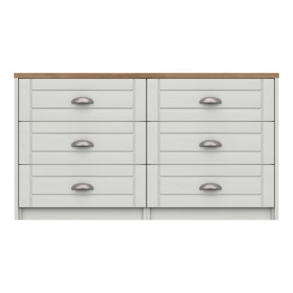 An Image of Darwin Wide 6 Drawer Chest Mid Oak (Brown)