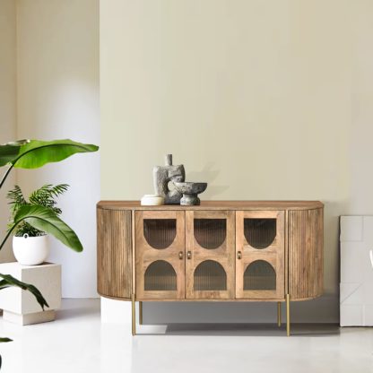 An Image of Indus Valley Orbit 3 Door Sideboard Natural