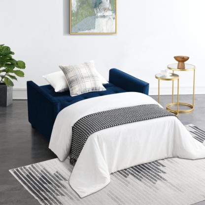 An Image of Summer Velvet Sofa Bed Midnight (Blue)