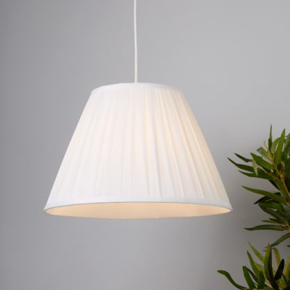 An Image of Raye Taper Pleat Silk Lamp Shade - 40cm - White