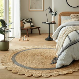 An Image of Grace Jute Scallop Round Rug Grace Jute Grey