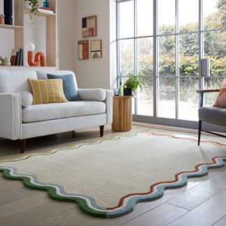 An Image of Elements Wave Natural Border Wool Rug Elements Wave Natural