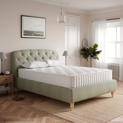 An Image of Ariana Woven Ottoman Chesterfield Bed Sage