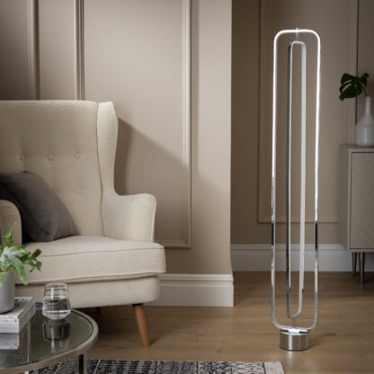 An Image of Habitat Sio LED Column Floor Lamp - Chrome