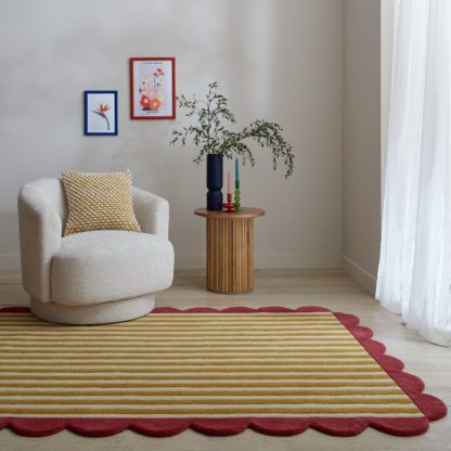 An Image of Milo Scallop Yellow Wool Rug Milo Yellow