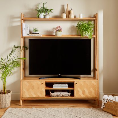 An Image of Farris Light Oak Ladder TV Unit for TVs up to 65" Light Oak