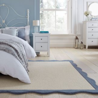 An Image of Bonnie Scallop Natural Border Wool Rug Bonnie Natural