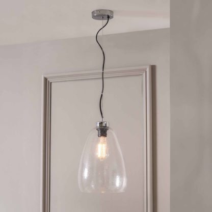 An Image of Beja Organic Shape Tall Bubble Glass Pendant Clear