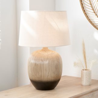 An Image of Greta Textured Ceramic Table Lamp Brown