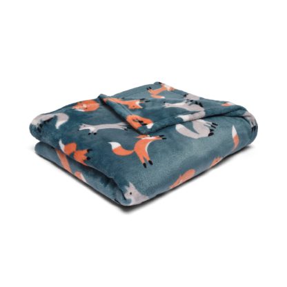 An Image of Fusion Snug Foraging Fox 120cm x 150cm Throw Teal (Green)