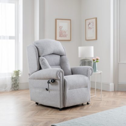 An Image of Dorchester Premier Lateral Rise and Recline Chair Chenille Silver