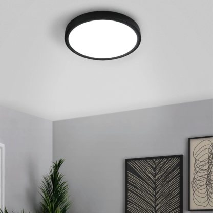 An Image of EGLO Fueva 5 LED Circular Surface-Mounted Light Black