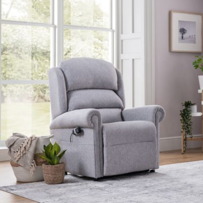 An Image of Dorchester Premier Waterfall Rise and Recline Chair Chenille Silver